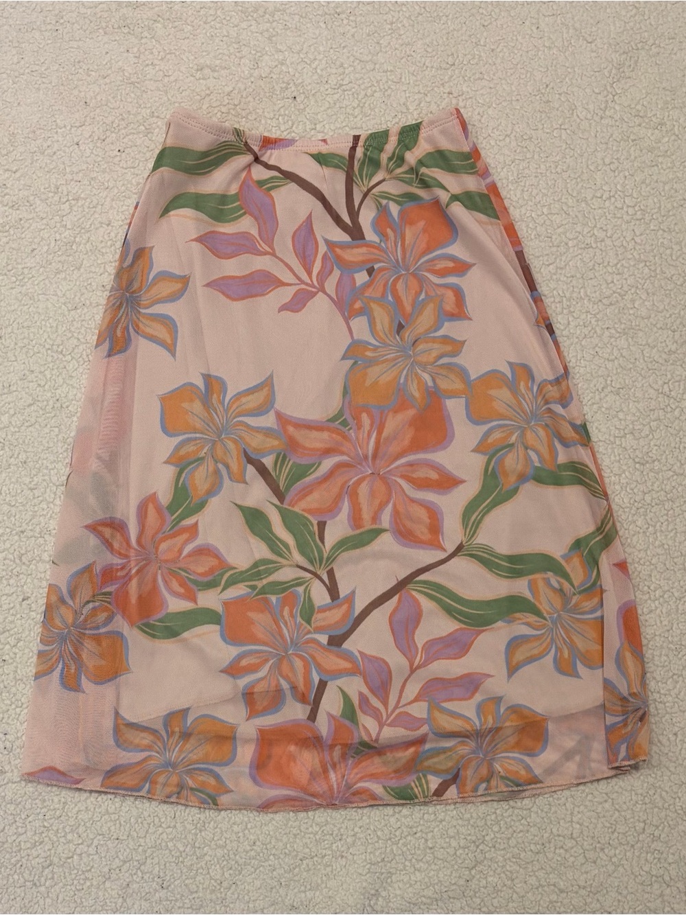 See You Monday Floral Mesh Midi Skirt (Size XS)